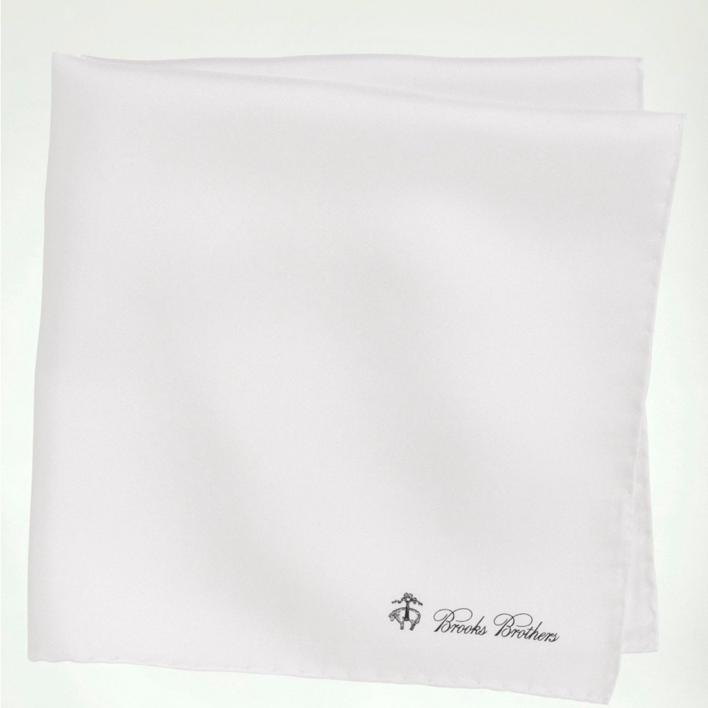 100% Silk White Pocket Square, Brooks Brothers NWT